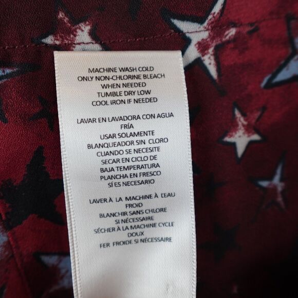 Kut From The Kloth Patriotic Blouse Womens Large Red White Blue Stars USA Button - Picture 11 of 13